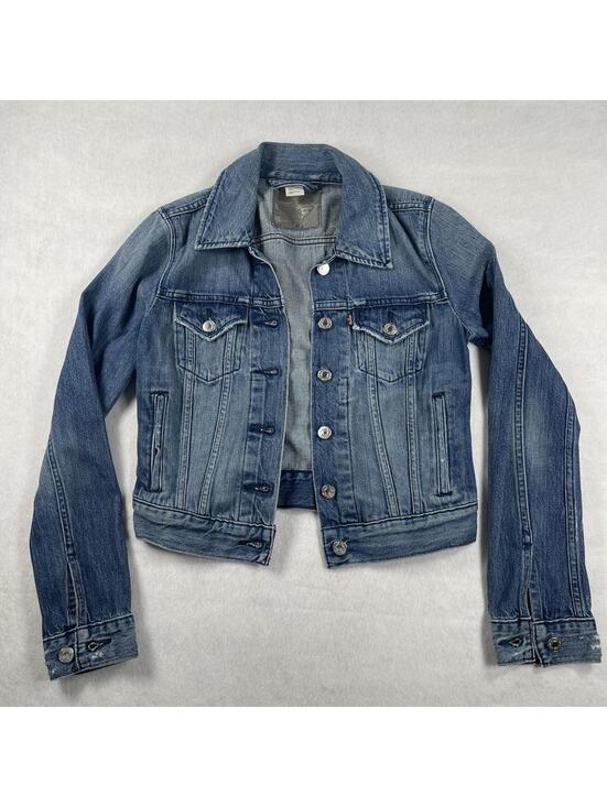 Levi's Jackets & Blazers - Levi Denim Blue Jean Trucker Jacket Women's XS Distressed - Flap Pockets